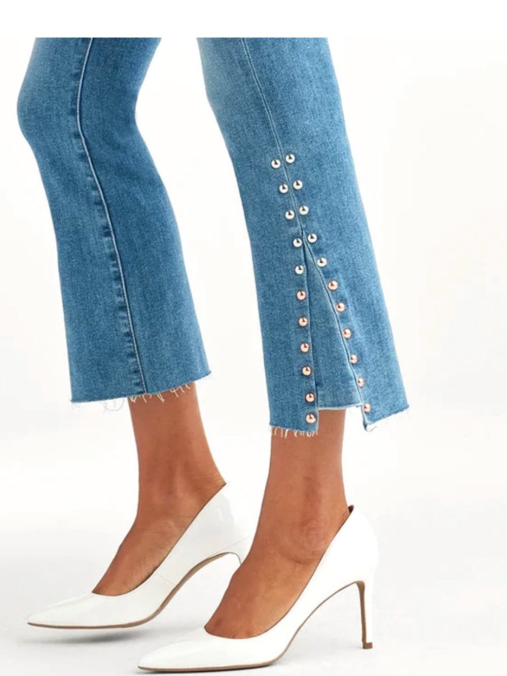 7 FOR ALL MANKIND High Waist Slim Kick Jeans Studded Size 29 Luxe Vintage - Picture 4 of 9
